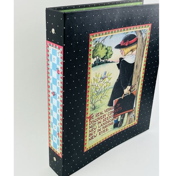 Retired 1998 Mary Engelbreit 3-Ring Binder Girl Tree Black Voyage Landscapes Eye - Picture 3 of 11